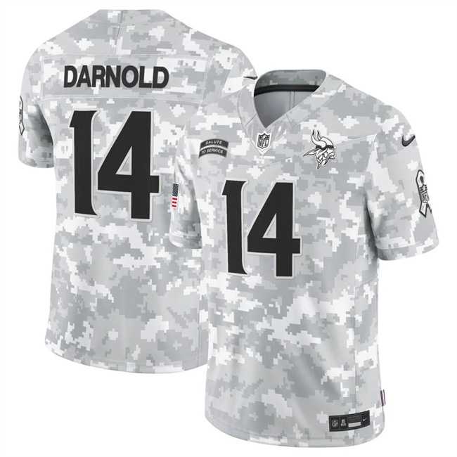 Mens Minnesota Vikings #14 Sam Darnold 2024 F.U.S.E Arctic Camo Salute To Service Limited Stitched Jersey Dyin->minnesota vikings->NFL Jersey
